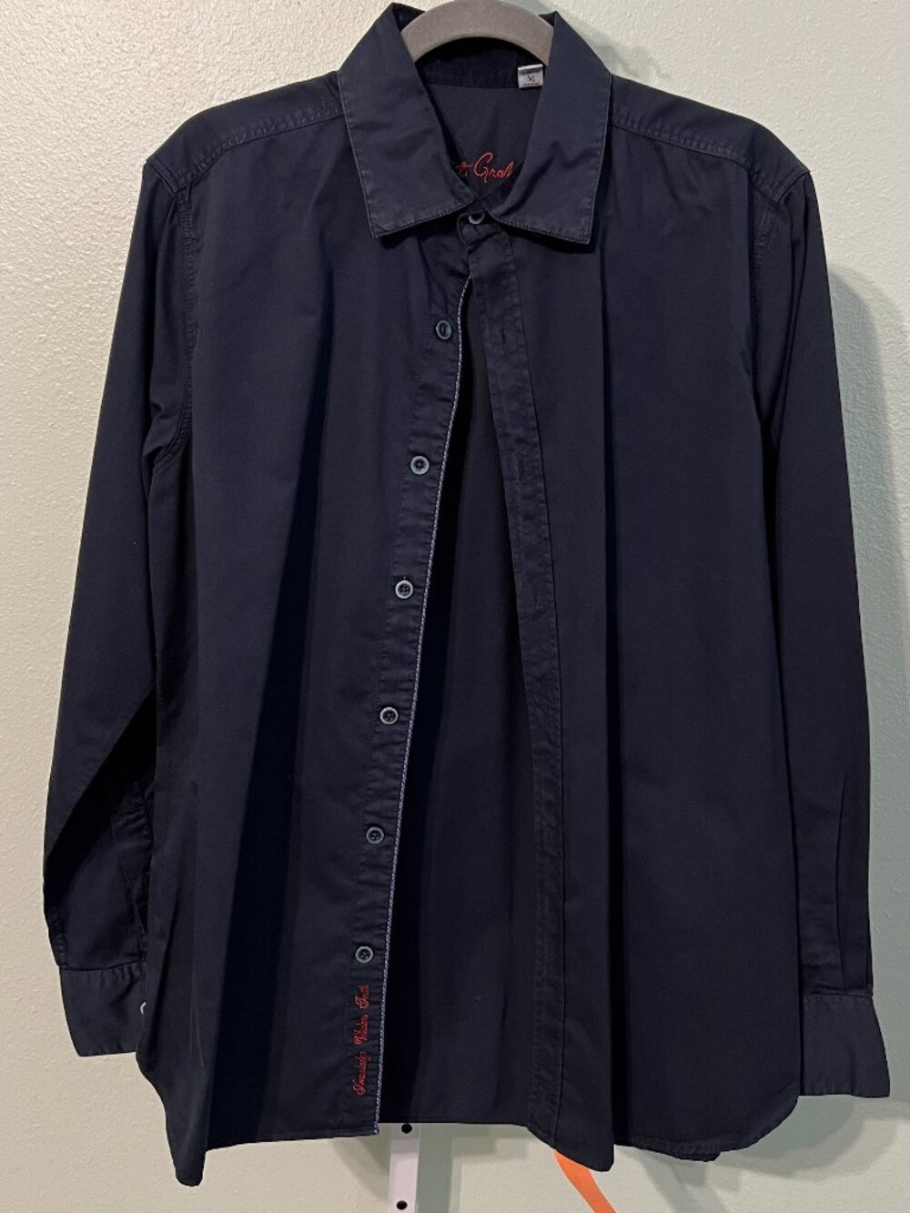 Robert Graham Dark Blue w Contrasting Trim 100% Cotton Long-Sleeve SZ Med